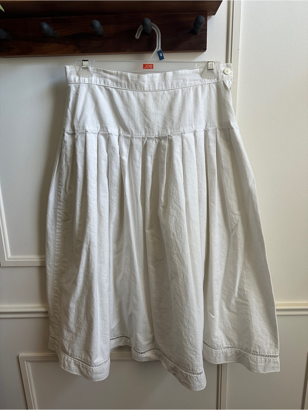 Vintage White Drop Waist Pleated Midi Skirt